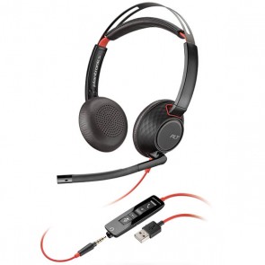 Poly Blackwire 5220 binaural wired USB headset with 3.5mm jack
