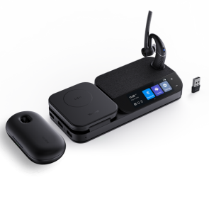 Yealink BH71 Pro Bluetooth headset with charging case, USB adapter and UC Workstation 