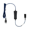 JPL Poly compatible QD to USB A or C bottom cable with integrated call control.